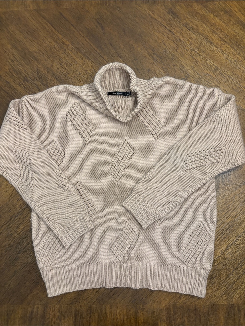 Doe & Rae Men's Turtleneck Sweater in Light Pink